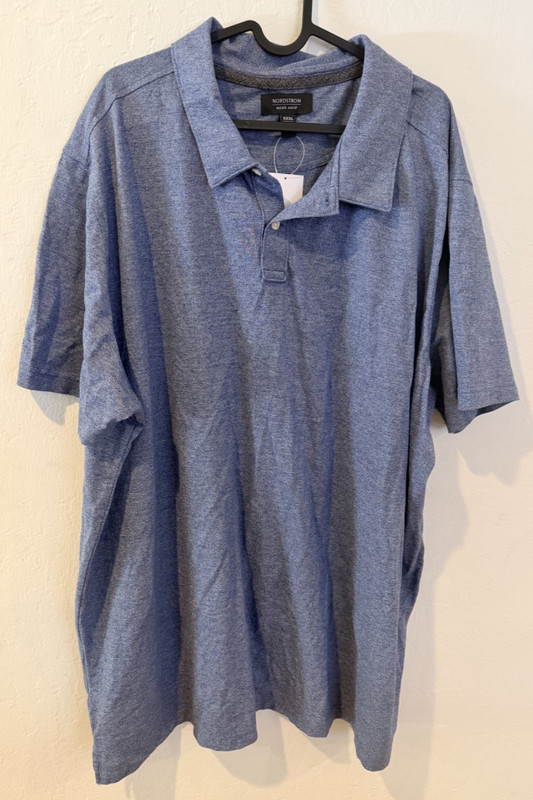 Nordstrom, Men’s Shop, Polo, Collared, 1/4 Buttoned, Silver/blue, Male, 3X
