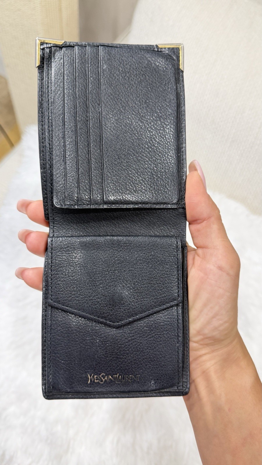 Saint Laurent YSL Men Wallet Leather Bi-fold Black image 7