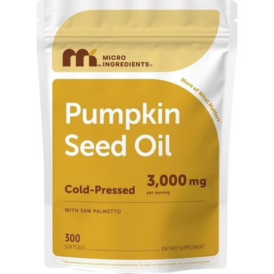 Micro Ingredients Cold Pressed Pumpkin Seed & Saw Palmetto-300 Softgels, 2-in-1