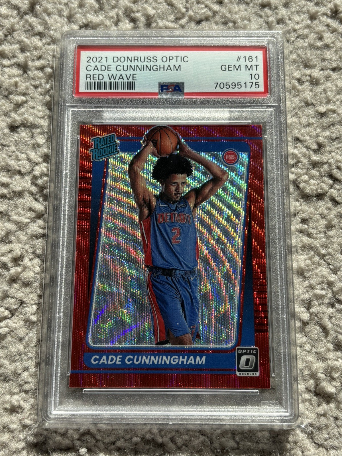 2021 Donruss Optic Rated Rookie Cade Cunningham #161 Red Wave PSA 10 Pistons