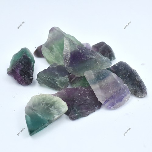 CERTIFIED 38 Ct Natural Fluorite Multicolor Lot Rough Uncut Loose Gemstone - Picture 7 of 9