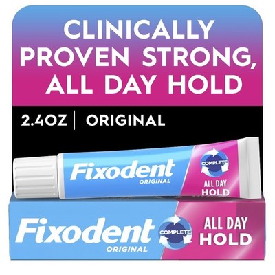 Denture Adhesive Cream Original, All Day Hold for Fulls and Partials, 2.4 oz