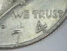 1974 D Kennedy half variety (error,) doubled die DDO FS-101