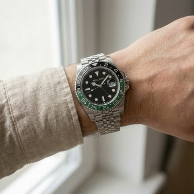 BELLARO GMT Style Uhr - NH35 Automatik - Saphirglas schwarzes Zifferblatt