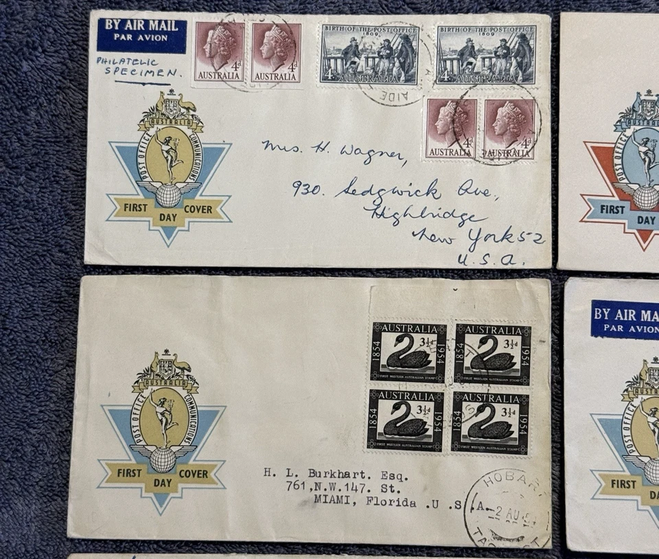 7x Australia FDCs 1950s–61 WCS crest cachets + 1956 Olympics cover - Image 3 of 4