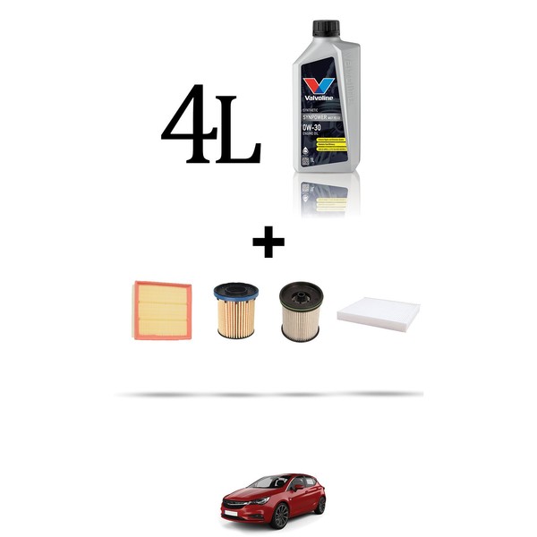 Hoffcar Wartungskit 4 Filter Und 4L ÖL FüR Opel Astra K 1.5 77KW Ab 2019-image