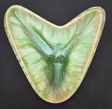 Vintage Retro MCM Small Ash Tray Candy Dish Ceramic Repaired 8x7 In Greens