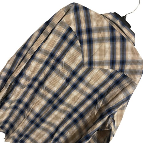 Wrangler Brown Blue Striped Pearl Snap Western Long Sleeve Shirt Mens 2XL 0229 - Picture 6 of 7