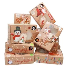 ZMCINER 12 PCS Christmas Cookie Boxes for Gift 12PCS Christmas Cookie Boxes