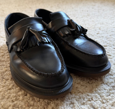 Dr Martens Adrian Tassel Loafers Black Leather Slip On Shoes Men's UK 7 US 8