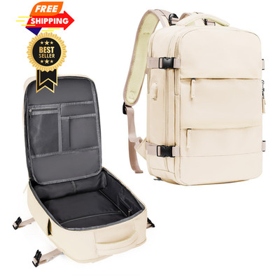 coowoz Travel Backpack For Women Men,Carry On Backpack,Hiking 25L, Beige 