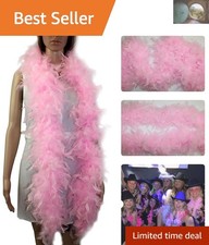 60g 2-Yard Baby Pink Feather Boa - Elegant Accessory for Parties & Halloween