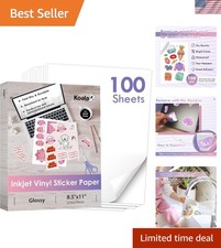 Koala Printable Vinyl Sticker Paper for Inkjet Printers - 100 Sheets Glossy W...