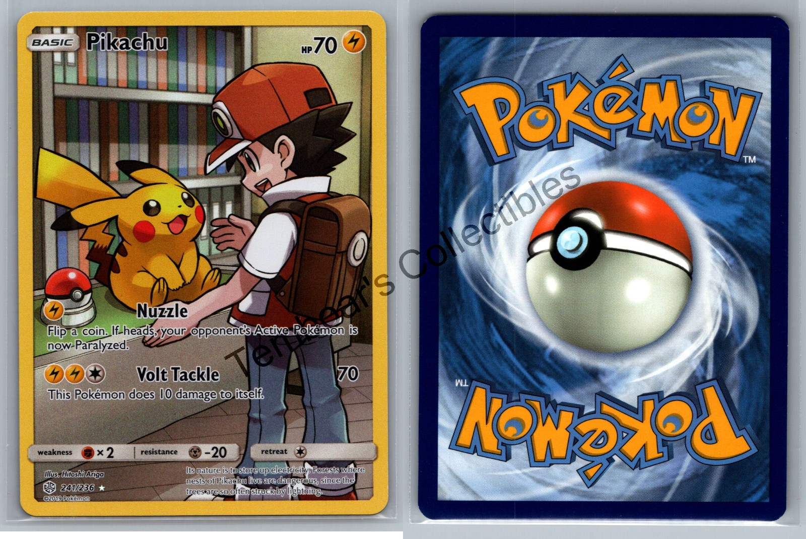 Pikachu #241/236 ✨ 2019 S&M Cosmic Eclipse ✨Secret Rare ✨ Full Art Holo ✨NM