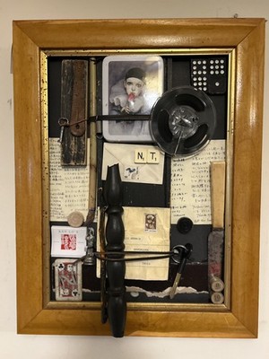 Gerahmte MONTAGE Kunst Vintage Objekte Original Handarbeit UNIKAT Deko Hausbars 