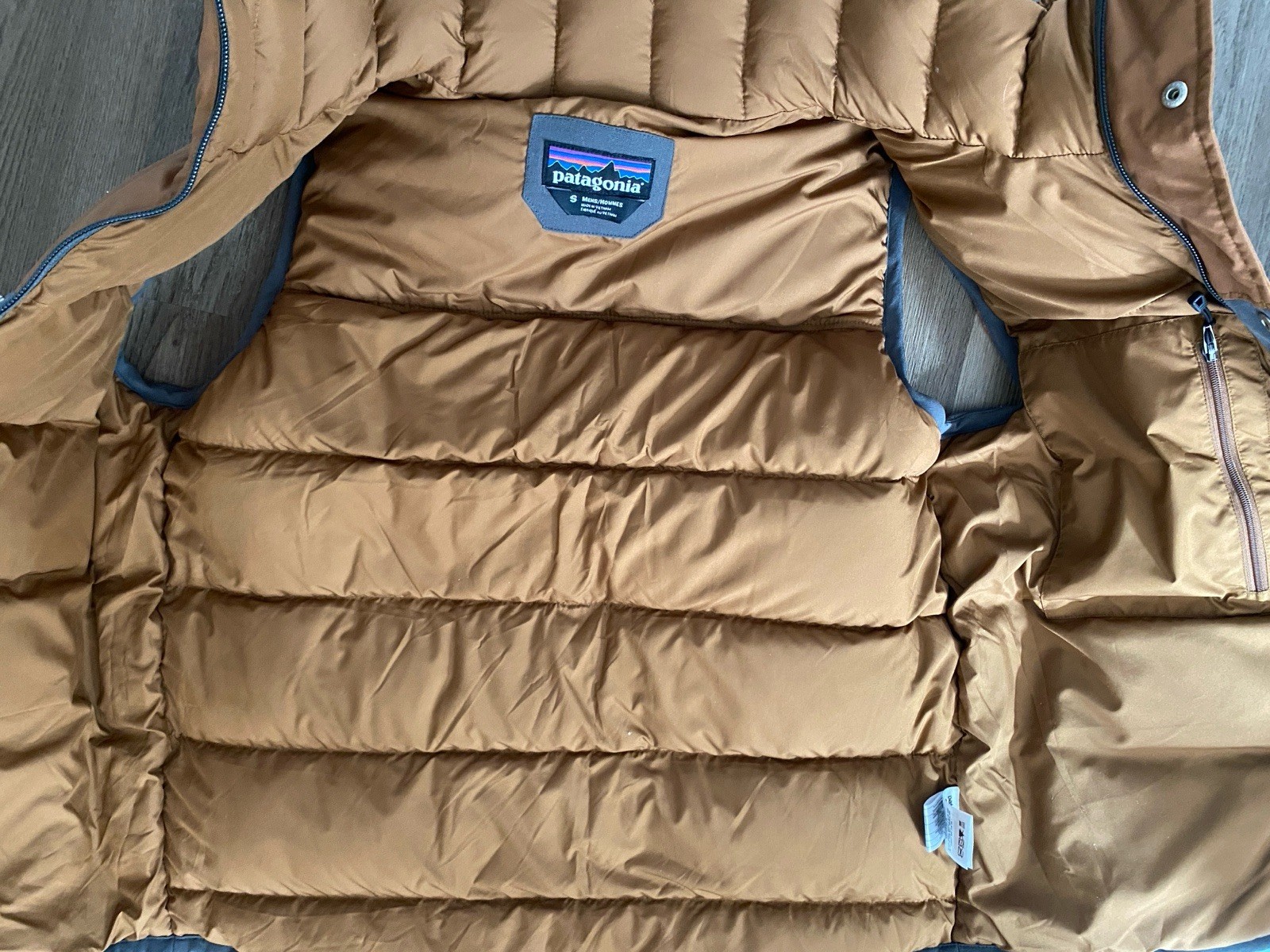 Patagonia Bivy Down Vest Mens Small Brown & Gray Puffer Insulated Outdoor Jacket thumbnail 5