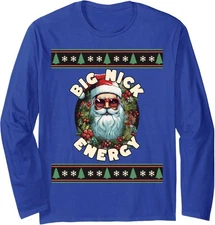 Cool Santa Big Nick Energy Ugly Christmas Retro Gift Long Sleeve T-Shirt