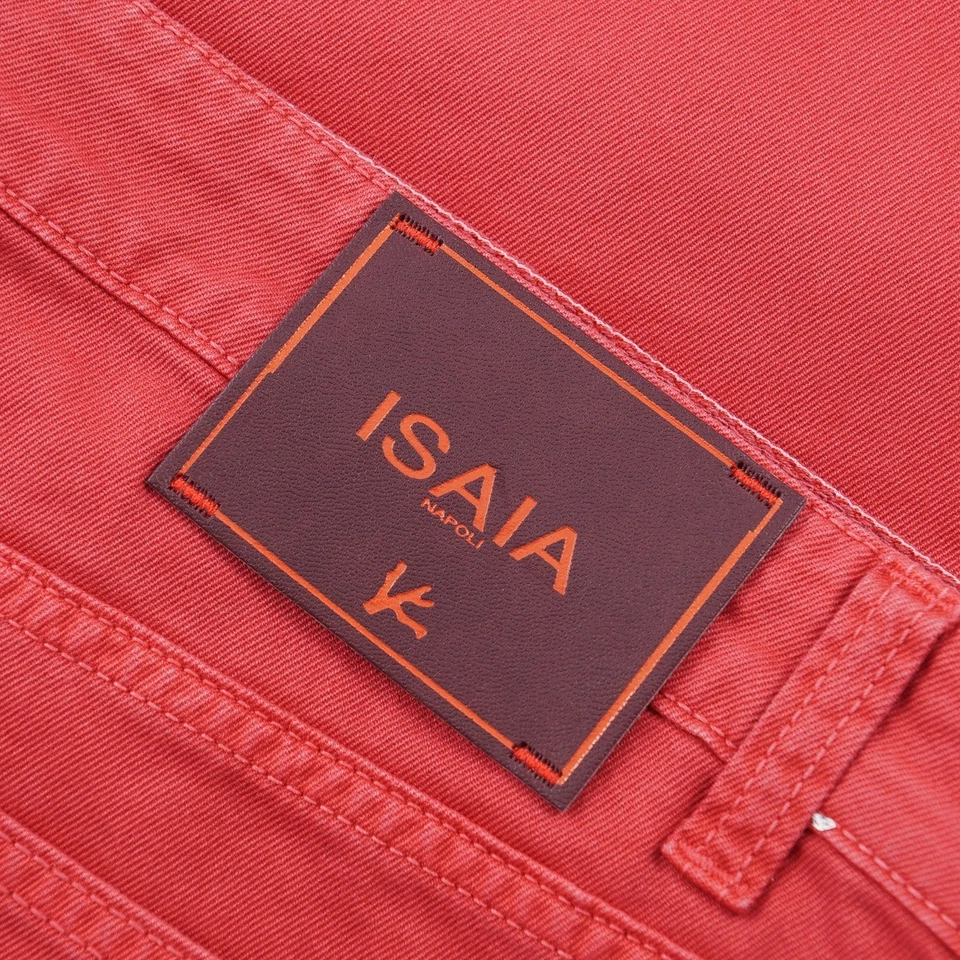 Isaia Slim Straight Fit Berry Red Garment-Dyed Denim Jeans 38 (Eu 54) NWT - Image 3 of 4