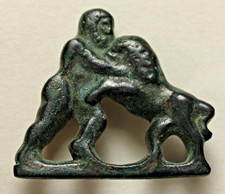 Original ancinet Greek ZOOMORPHIC fibula brooch artifact Hercules Nemean lion