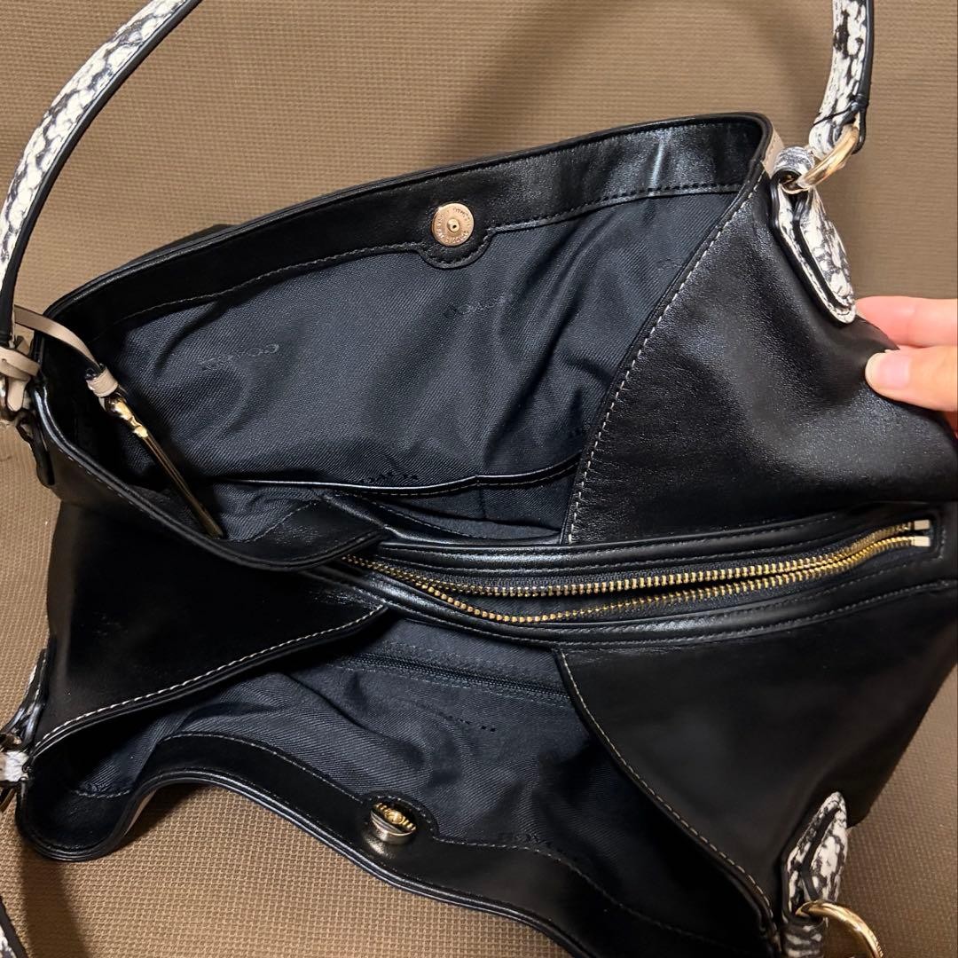 COACH Bicolor Python Beige Black Snake Pattern Si… - image 3