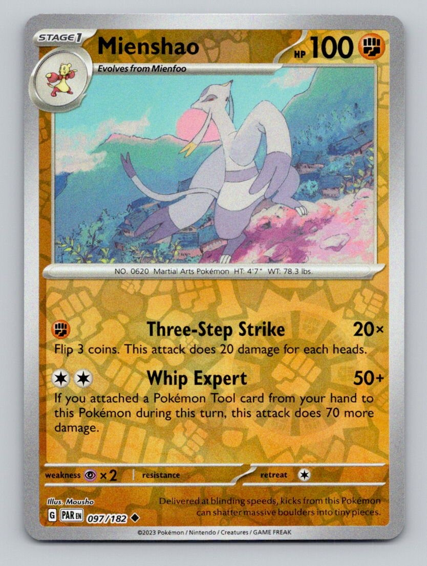Mienshao 097/182 Uncommon Paradox Rift Pokemon Reverse Holo Near Mint