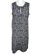 Armani Grey Leopard Print Shift Dress 8 Grey Black Sleeveless Smart Casual Work