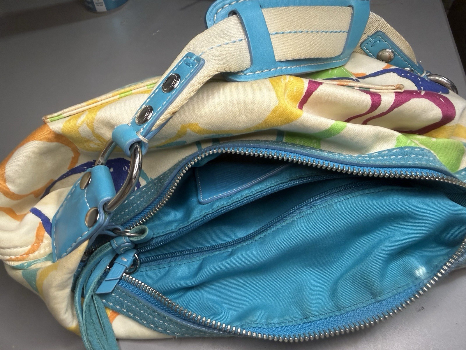 Vintage Y2K Coach Hampton Scribble Hobo bag multicolor signature Pattern thumbnail 8