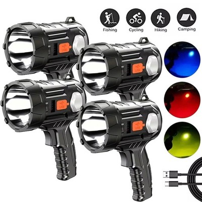 1-4PC Rechargeable Spotlight 9000000LM Handheld Hunting Flashlight Led Spotlight