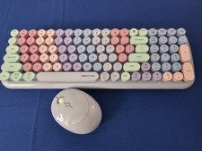 UBOTIE Wireless Keyboard and Mouse Set Purple Rainbow Full Size Wireless