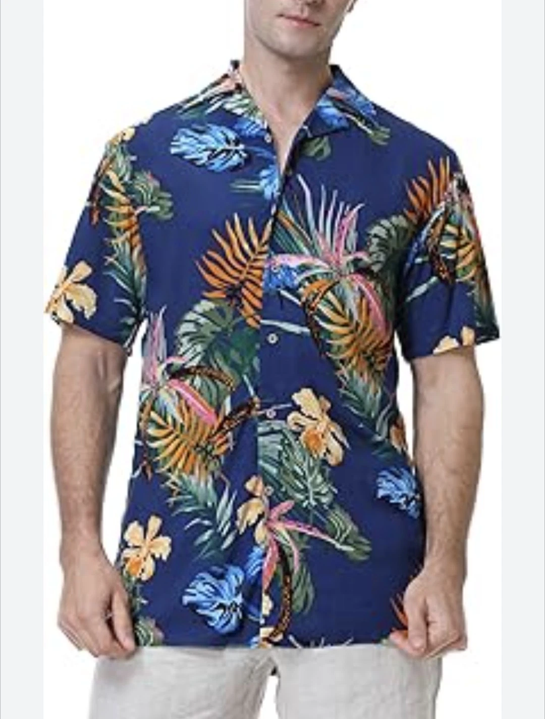 Alex Vando Men’s Tropical Hawaiian Shirt - Premium Short Sleeve Button Down -...