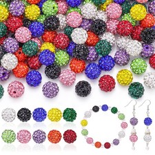 100 pcs 10mm Rhinestone Beads 10 Mixed Colors Round Sparkle Jewelry DIY
