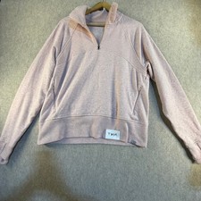 LL Bean Women Pink Quarter Zip Pullover Sweatshirt M Reg 524806 Pocket Heathered