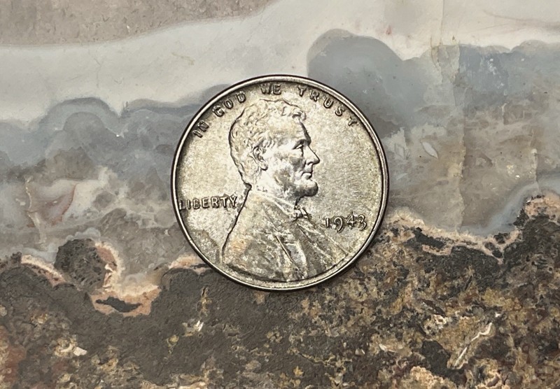1943-P Steel Lincoln Penny #3190 Johnny Shine, AU-Thinks It Tho *FREE SHIPPING*