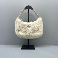 Prada Re-Edition 2000 Hobo White Shearling Underarm Shoulder Bag Duty Paid