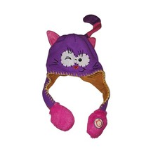Flipeez Cat Winter Beanie Hat Flip Tail Purple Fleece Lined