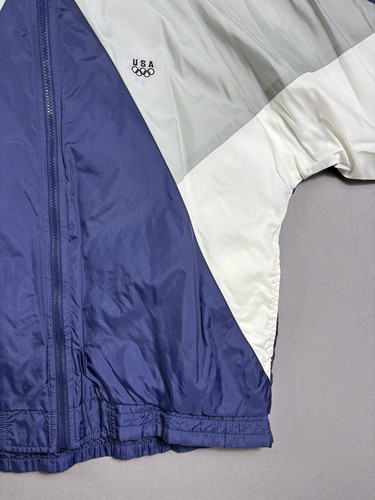 Vintage 90s USA Olympic Full Zip Windbreaker Track Jacket Sz M Blue Grey White - Picture 7 of 21
