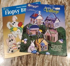 Lot Of 2 The Needlecraft Shop Plastic Canvas Pattern Booklets Easter, Bunnies