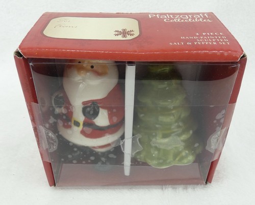 Pfaltzgraff Holiday Santa & Christmas Tree Salz & Pfeffer Set handbemalt NEU! - Bild 3 von 5
