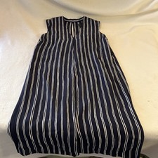 Ann Taylor Petite XXSP Navy White Stripe Column Dress Front Pleat and Slit Lined