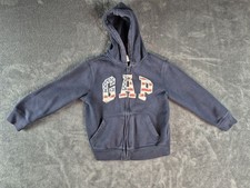 GAP NAVY BLUE MEDIUM HOODIE WITH GAP EMBEDDED USA FLAG DETAIL IN EMBLEM SZ 8-9
