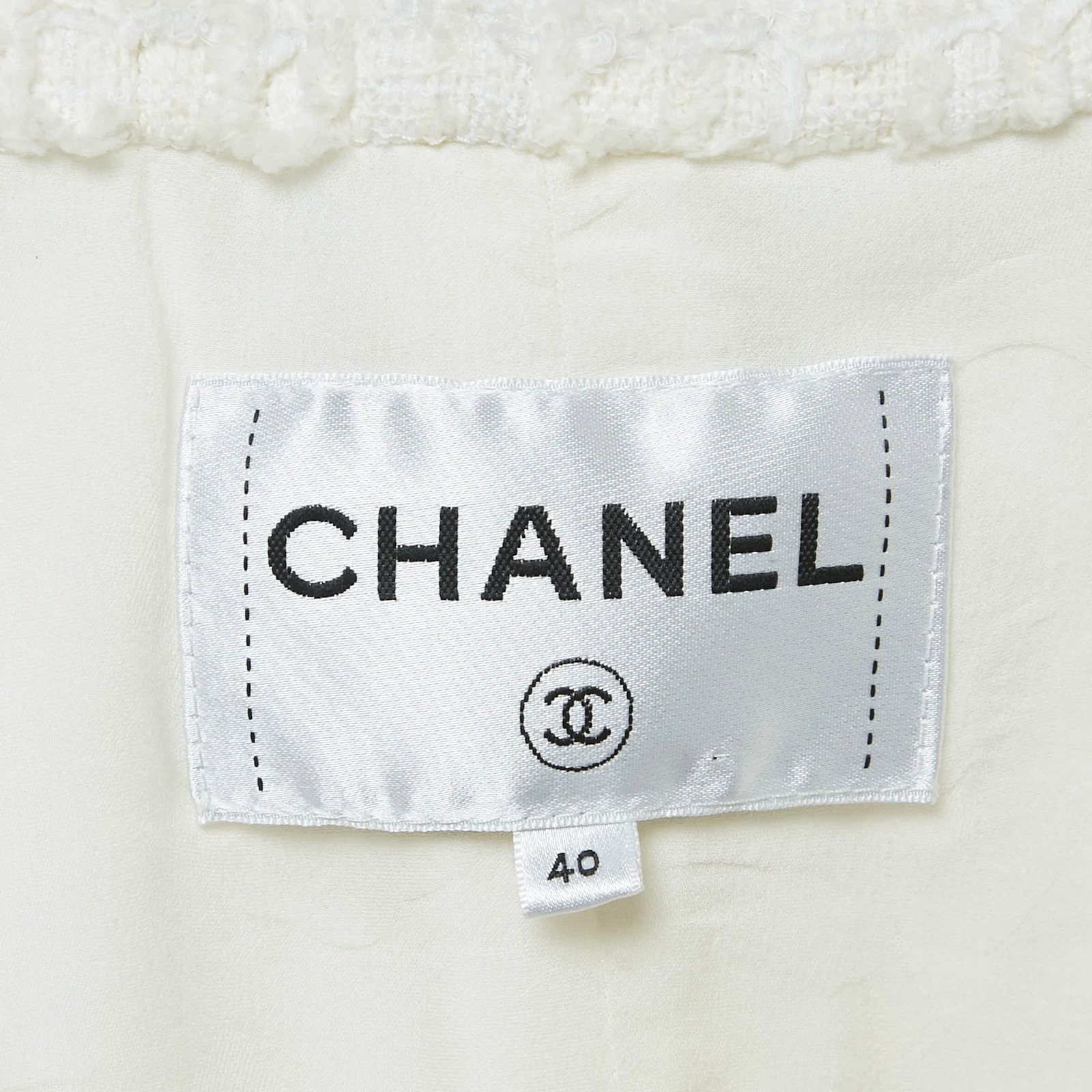 Giacca Chanel bianca in tweed con zip M