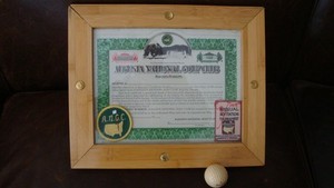 Rare Augusta National Golf Club Stock Certificate Buttons & Patches Masters