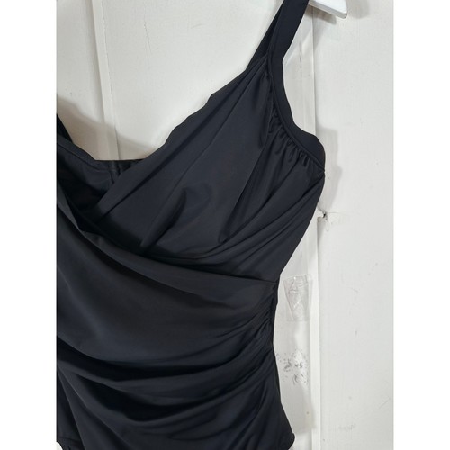 Miraclesuit Black One-Piece Swimsuit 16 DD Slimming Ruched Front Tummy Control - Picture 4 of 8