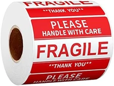 2x3 Inch Fragile Shipping Stickers Roll, 500 Labels