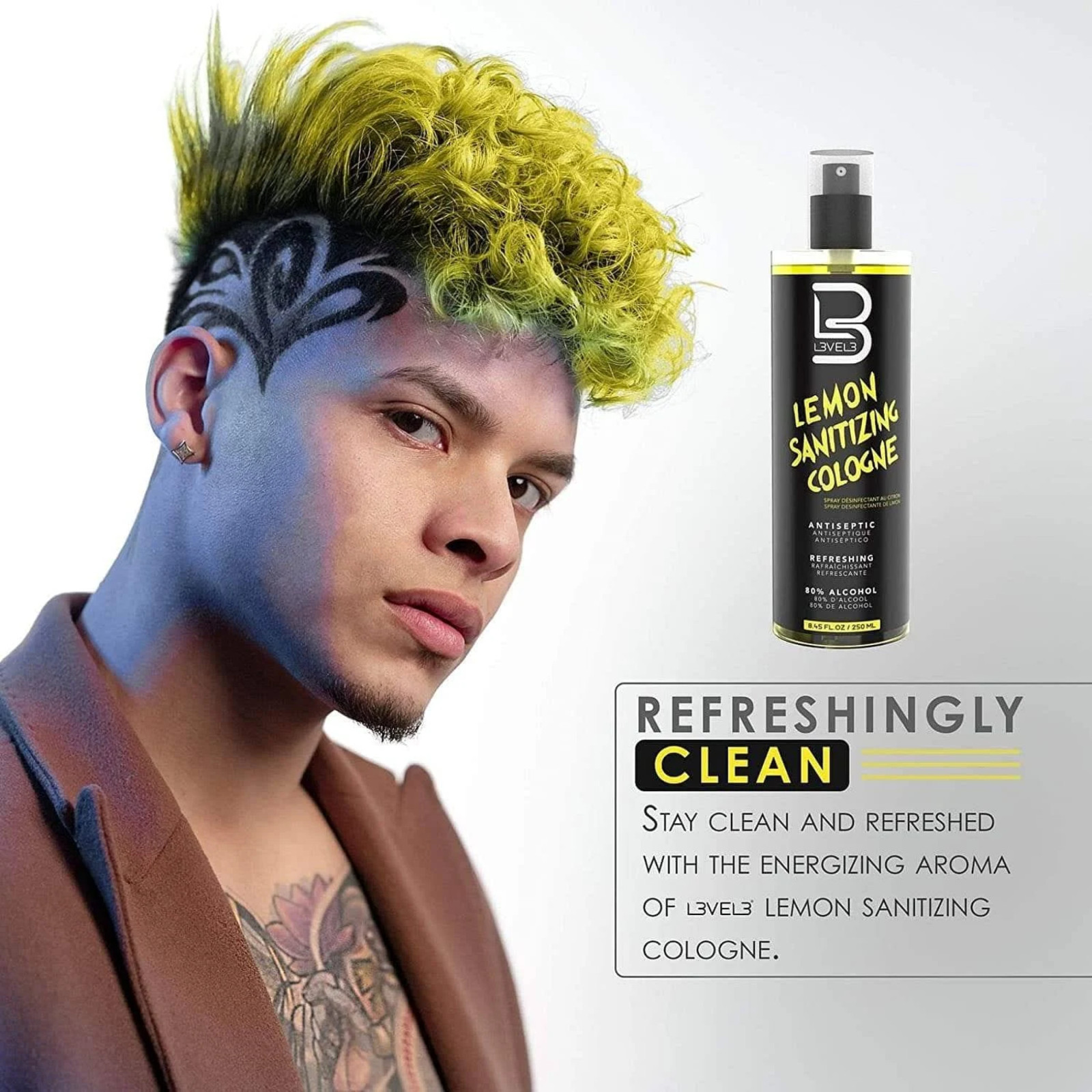 L3VEL3 LEMON SANITIZING COLOGNE 250ML | Professional Barber Cologne