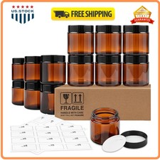 12 Pack 4oz Amber Glass Jars with Lids Airtight Cosmetic Containers for Creams