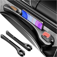 2PCS Car Seat Gap Filler Organizer with Phone Holder Upgrade Version Black