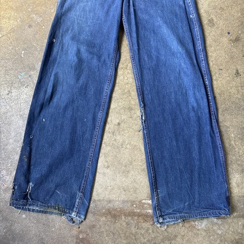 Vintage 1950s Denim Blue Jeans Pants Dungarees High Waist Carpenter Sportswear - Picture 4 of 15