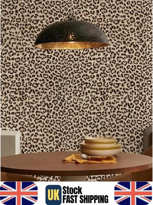 Leopardenmuster Beige Tapete Stilvolles Tiermuster Kühn Dekor Wandverkleidung