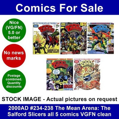 2000AD #234-238 The Mean Arena: The Salford Slicers all 5 comics VGFN clean